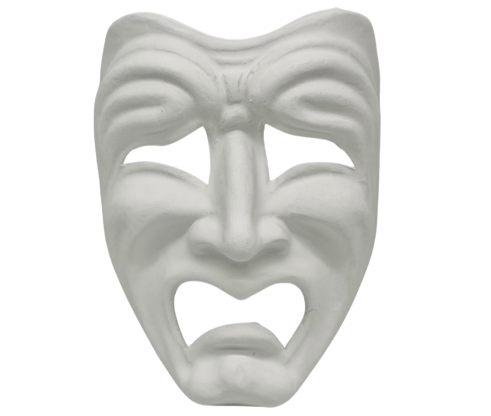 white papier mache masks